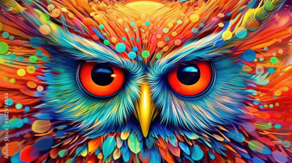 Psychedelic owl art illustration