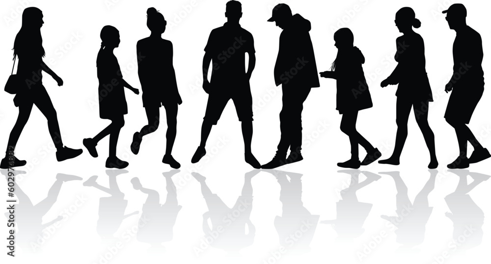Large collection silhouettes of people.	