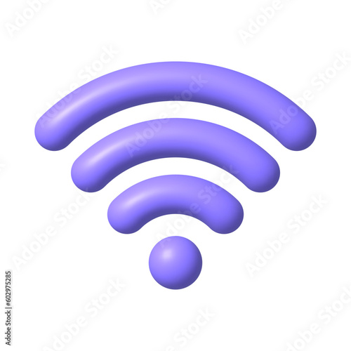 Purple Wi-Fi icon. 3D realistic wireless network vector illustration.