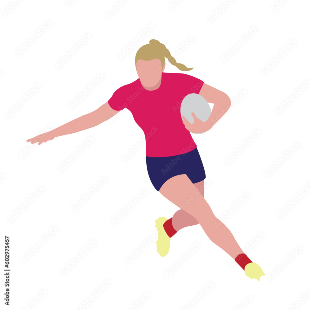 woman rugby player with a ball