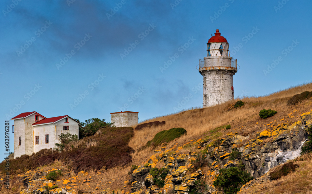 Taiaroa Head Lighthouse, oldest lighthouse still in operation on the South Island of New Zealand