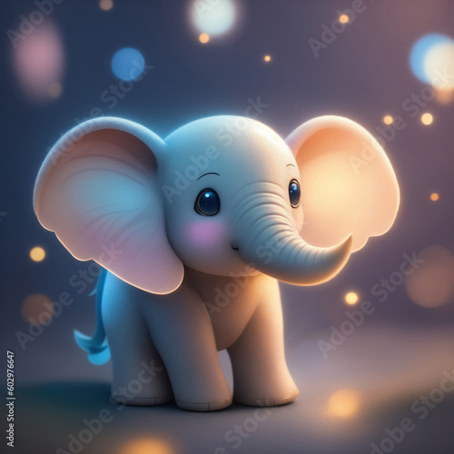 Very detailed cute elephant. Generate Ai.