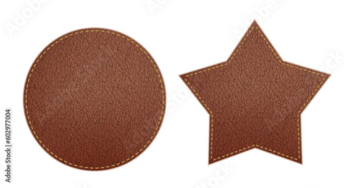 Vector leather tags or labels. Blank templates isolated on white background.