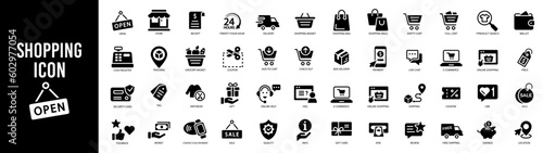 E-commerce shopping icons set. Online shopping icons set and payment elements. Vector illustration