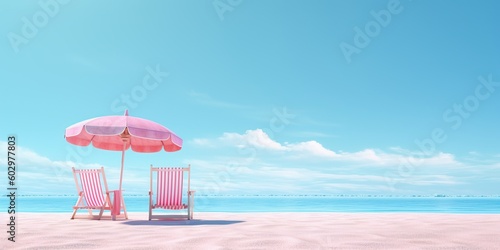Beach holiday background on a sunny day, generative ai