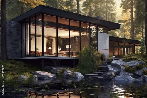 Modern house with pool in a...
