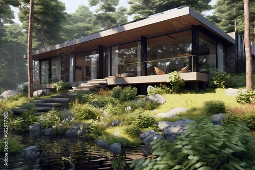 Modern house with pool in a...