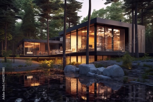 Modern house with pool in a...