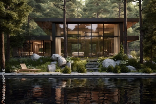 Modern house with pool in a...