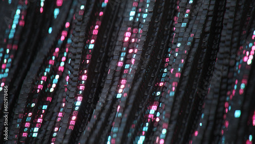 Digital binary code 3D rend...