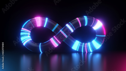 Glowing neon Infinity symbo...