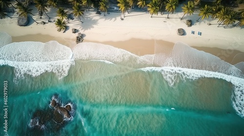 A Breathtaking Aerial View of the Beach made with Ai generative technology photo