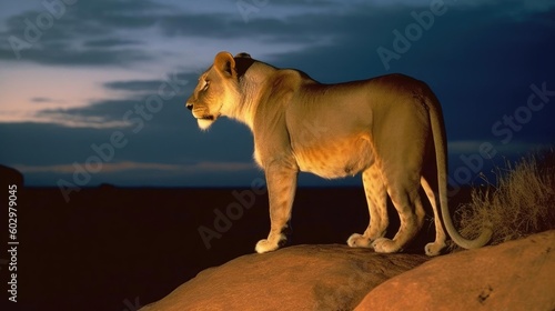 Fototapeta Naklejka Na Ścianę i Meble -  Majestic Lions Roaming Free in the African Wilderness: Capturing the Essence of Wildlife in its Natural Habitat