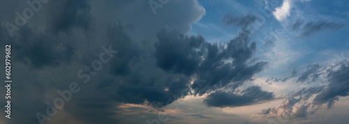 beautiful evening sky after a thunderstorm, panorama
