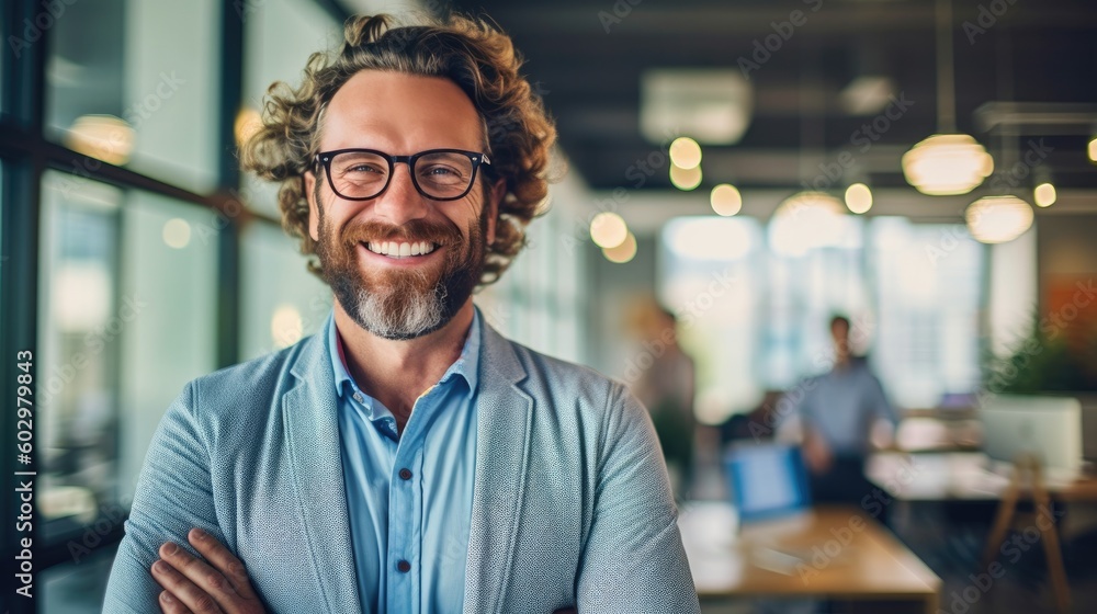 Fototapeta premium Successful entrepreneur in a modern office. Generative AI