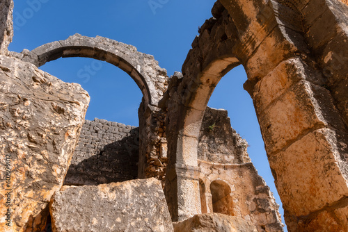 Historic church ruins. Kanli divane, Mersin, Turkey with arch.
