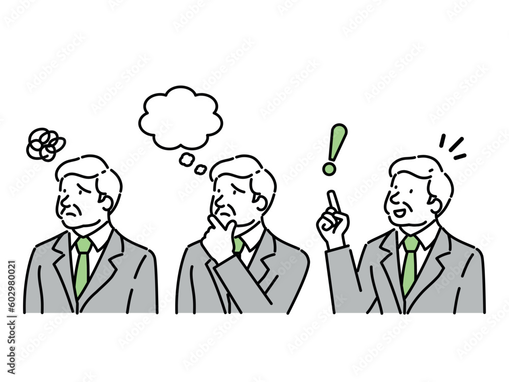Three sets of facial expressions for the CEO avatar: negative, worried, and cheerful. Three sets of facial expressions for the CEO avatar: negative, worried, and cheerful.