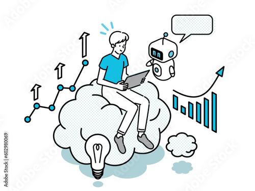 Online communication with chat bot concept. Robot answer customer in chatbot service. 
