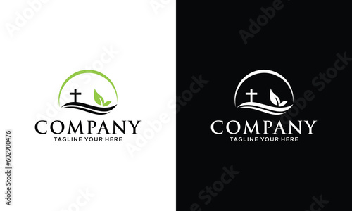 Template logo for churches and Christian organizations cross of Calvary in the sun. Calvary cross church logo.