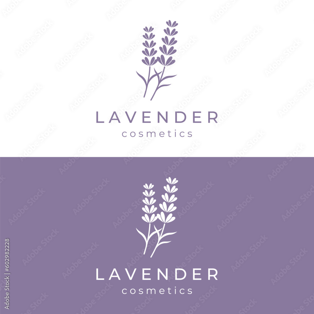 Hand drawn organic lavender flower logo template design.Logo for cosmetic, beauty,tea,oil,herb.