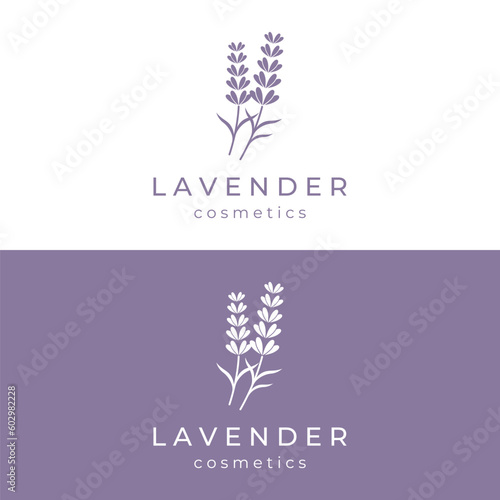 Hand drawn organic lavender flower logo template design.Logo for cosmetic, beauty,tea,oil,herb.
