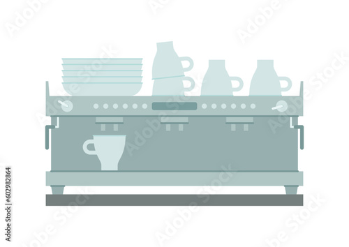Coffee machine icon. Monochrome flat illustration of a coffee maker isolated on a white background. Vector 10 EPS.