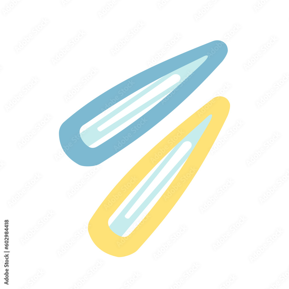 Retro hair pins. Cute hair clips for girls. Vector flat icon. Retro hair pins. Cute hair clips for girls. Vector flat icon.