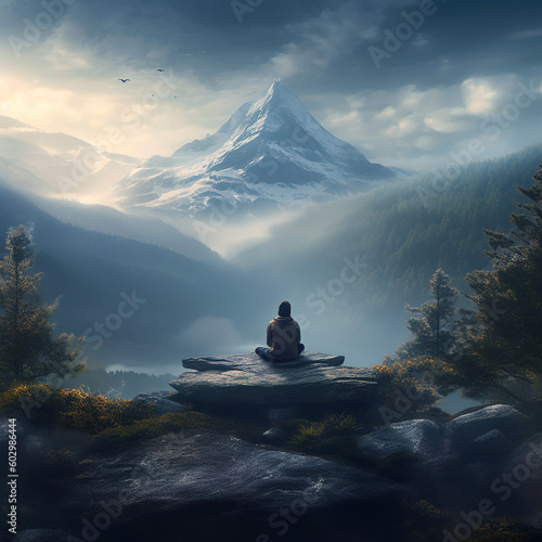 "Elevating the Mind: Meditating amidst Mountain Serenity and Scenic Beauty"