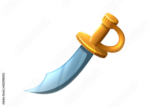 Vector cartoon style icon illustration. Pirate sword with golden handle.