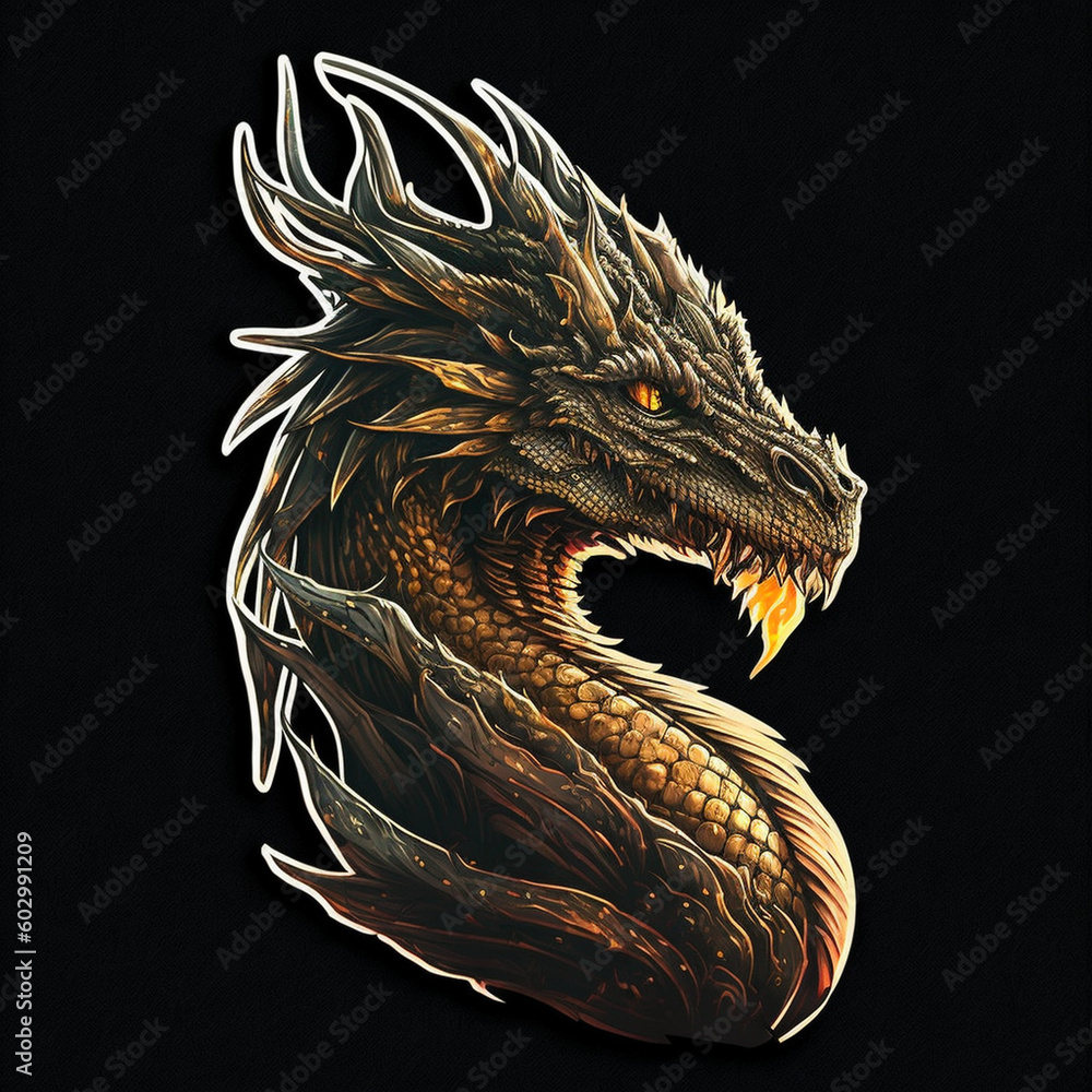 Dragon Illustration Sticker Generative AI Dragon Illustration Sticker Generative AI