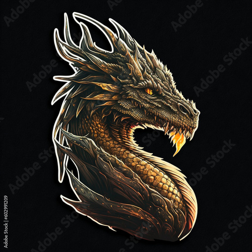 Dragon Illustration Sticker Generative AI © Sunita