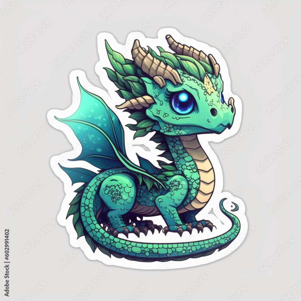 Dragon Illustration Sticker Generative AI Dragon Illustration Sticker Generative AI