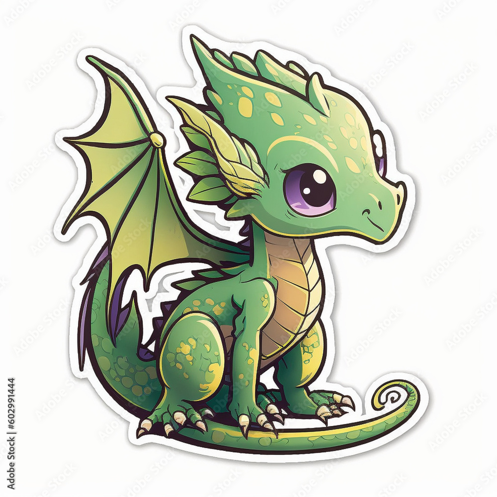 Naklejka premium Dragon Illustration Sticker Generative AI