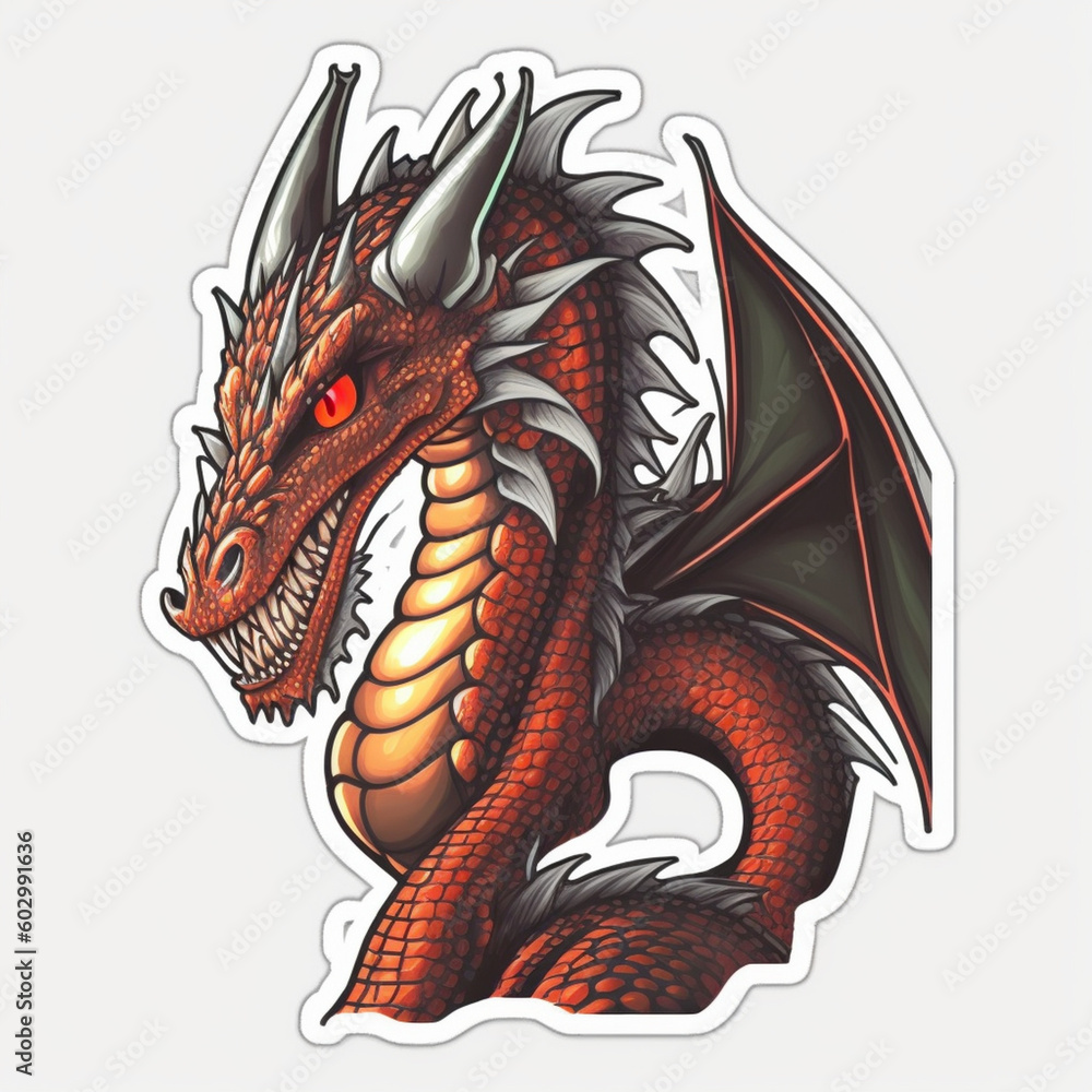 Dragon Illustration Sticker Generative AI Dragon Illustration Sticker Generative AI