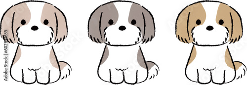 手書き風のシンプルなかわいいシーズーのイラスト