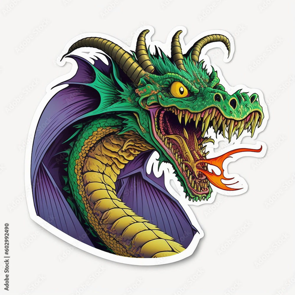 Dragon Illustration Sticker Generative AI Dragon Illustration Sticker Generative AI