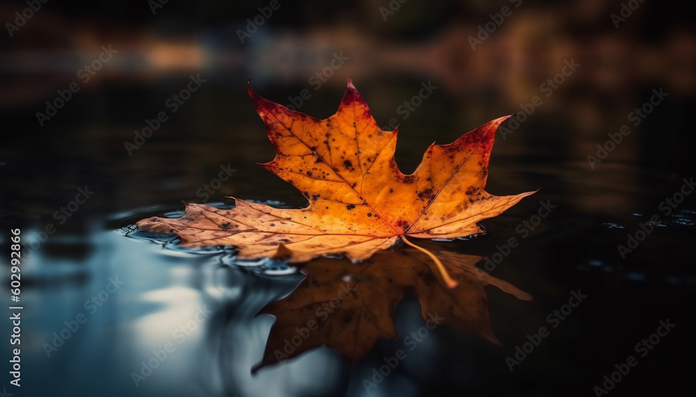 Vibrant autumn colors reflect in tranquil pond water generated by AI Vibrant autumn colors reflect in tranquil pond water generated by AI