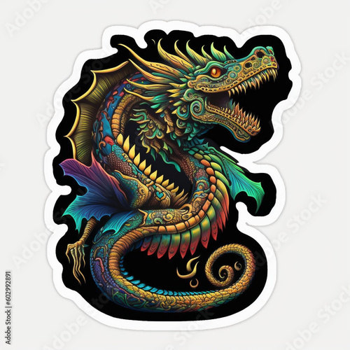 Dragon Illustration Sticker Generative AI