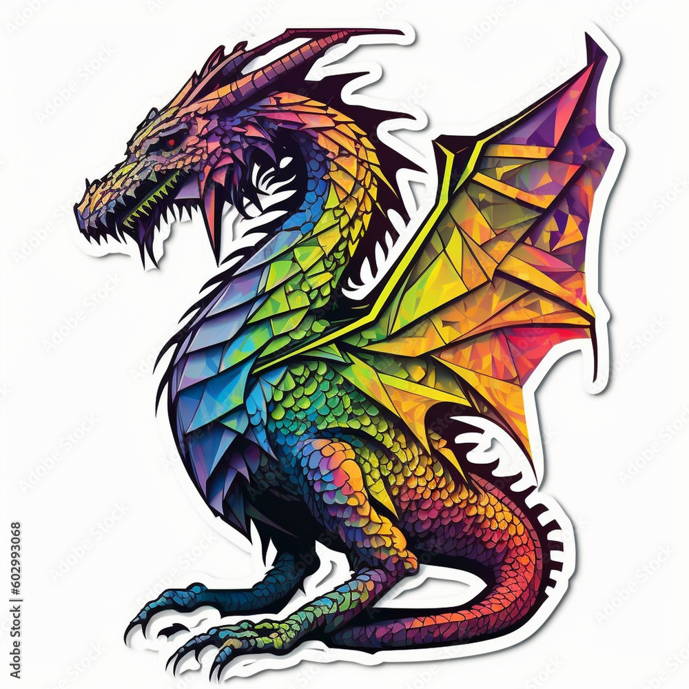 Dragon Illustration Sticker Generative AI Dragon Illustration Sticker Generative AI