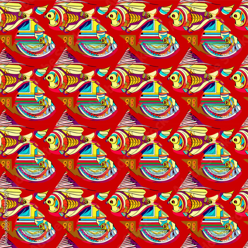 Vector seamless popart fish pattern