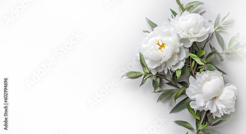 Valokuva White flowers on grey background, grief, loss, coping of mourning