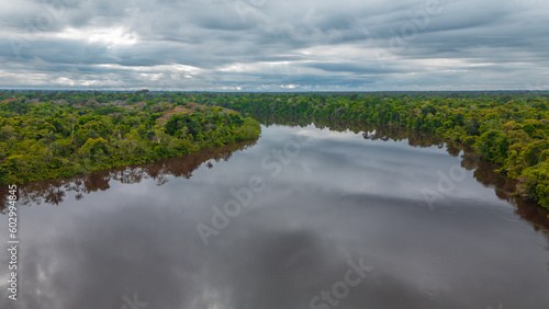 AMAZON RIVERS IN THE PERUVIAN JUNGLE  THEY CLEARLY SHOW THE MEANDERS  THE AMAZON AND THE NANAY ARE IMPORTANT TRIFLUENTS FOR CITIES IN THE PERUVIAN JUNGLE