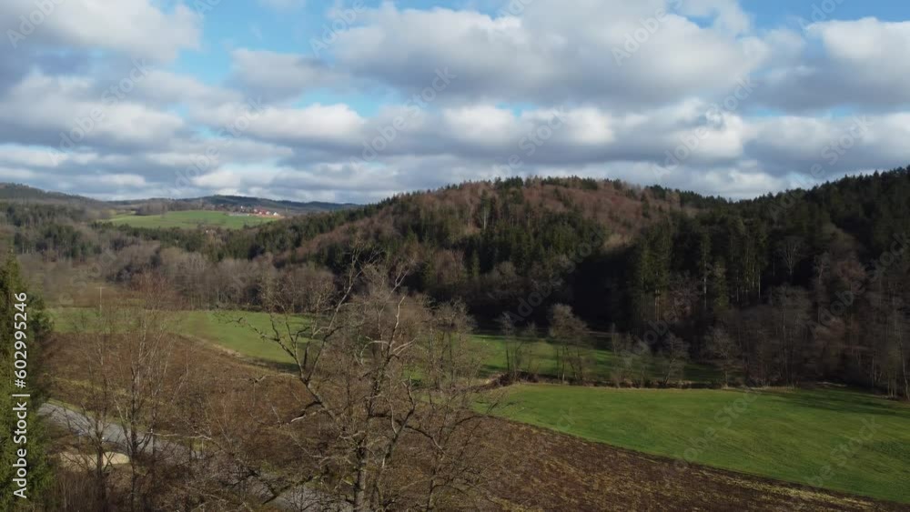 Green forests and blue sky with clouds in Bavaria Green forests and blue sky with clouds in Bavaria