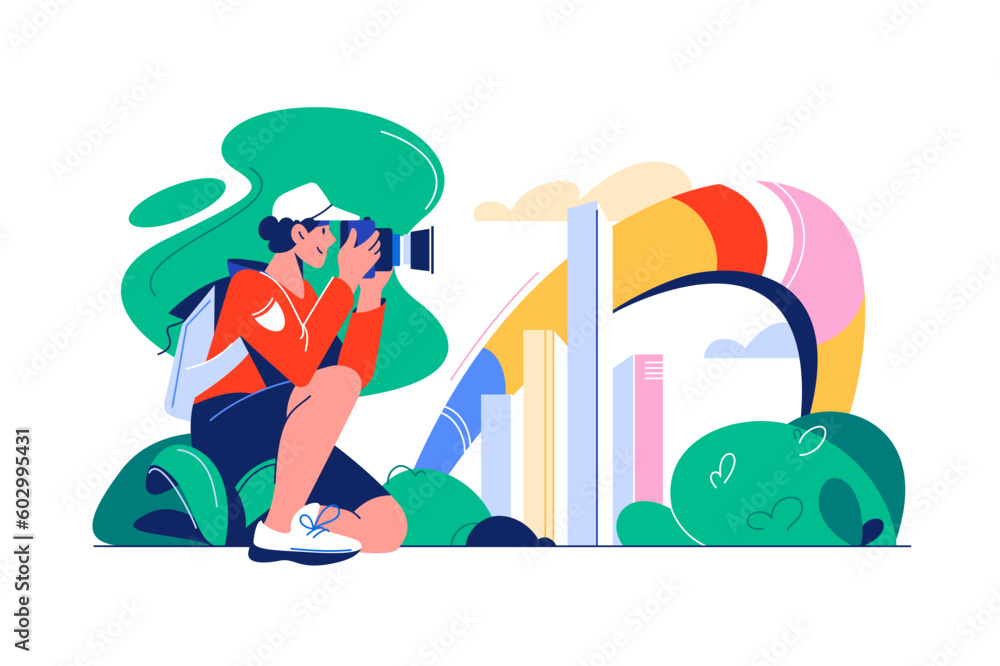 Photographer shooting rainbow Photographer shooting rainbow