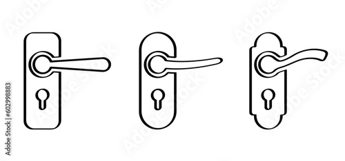 Doorknob with keyhole icon Vector sign Door knob front for close or open door Doorway key pictogram Exit or entry Home, house, hotel Inside, outside or lock, unluck privacy Flat Metal old door handle