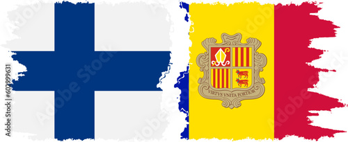 Andorra and Finland grunge flags connection vector