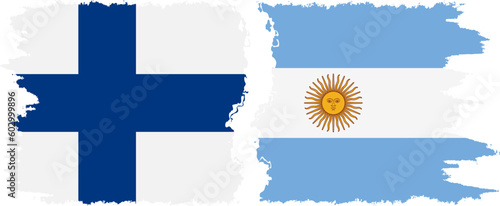 Argentina and Finland grunge flags connection vector