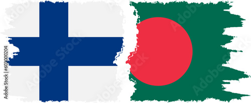 Bangladesh and Finland grunge flags connection vector