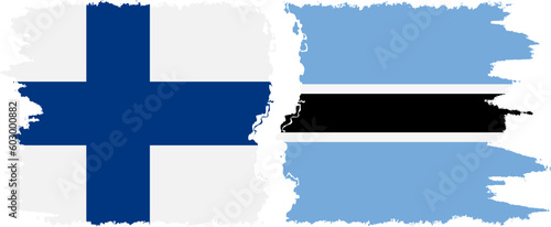 Botswana and Finland grunge flags connection vector