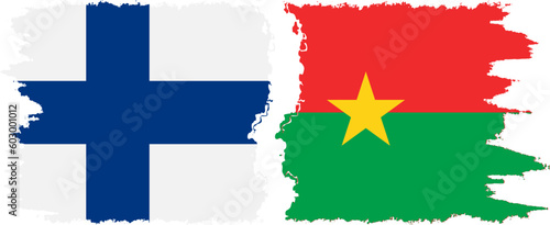 Burkina Faso and Finland grunge flags connection vector